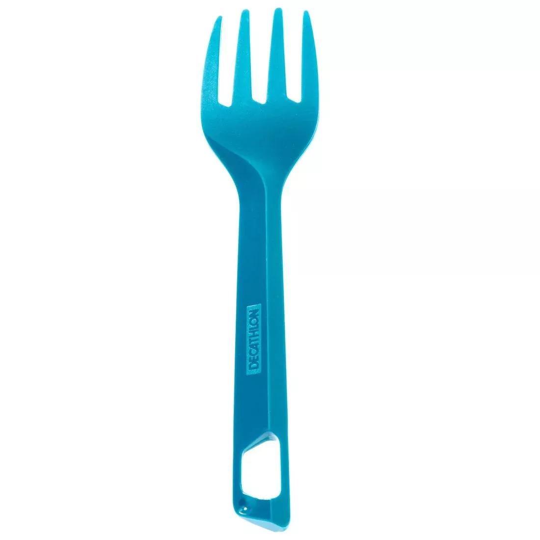 QUECHUA - Outdoor Cutlery Set (Knife, Fork, Spoon), Teal Green