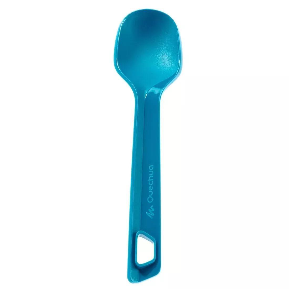 QUECHUA - Outdoor Cutlery Set (Knife, Fork, Spoon), Teal Green