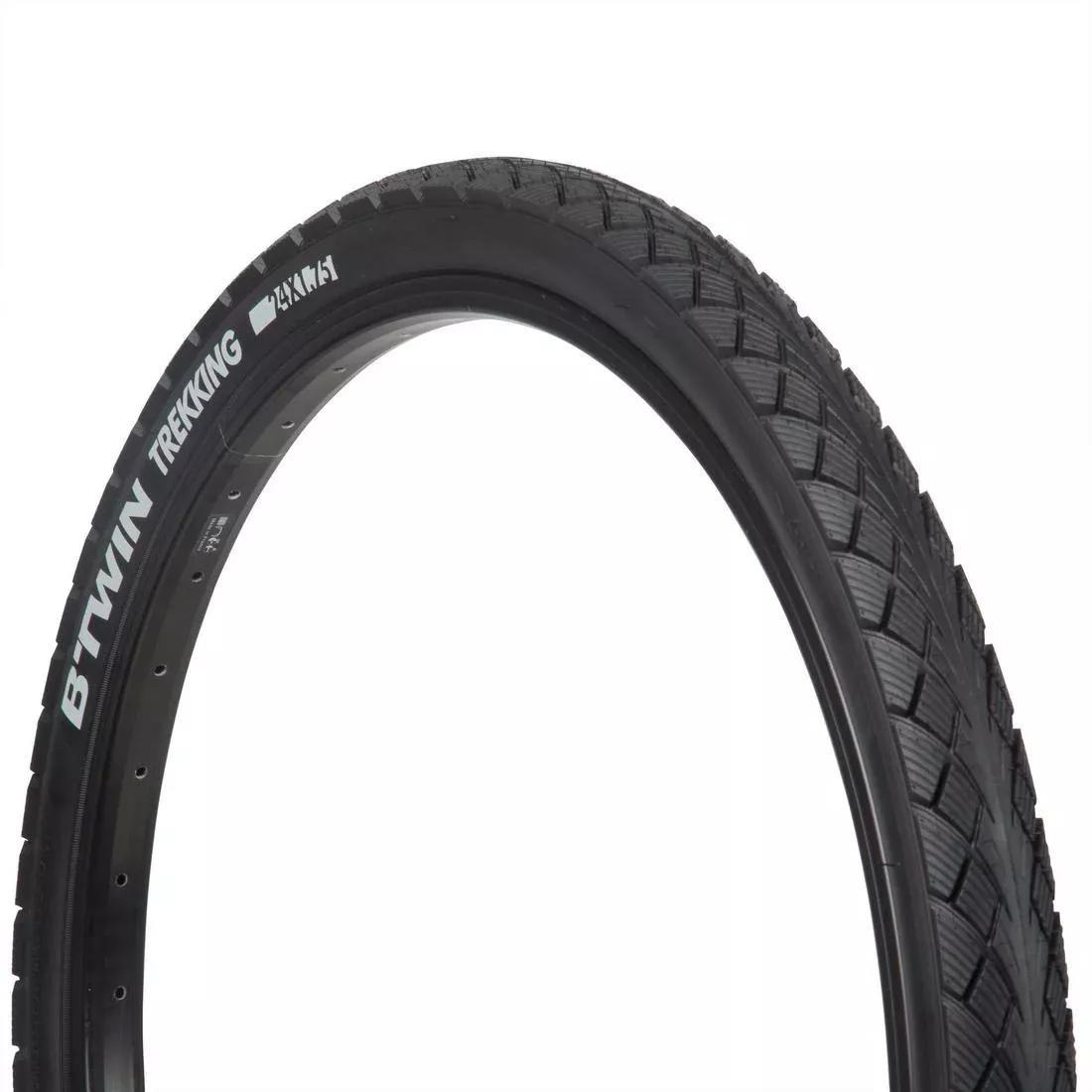 BTWIN - Trekking Grip Hybrid Bike Tyre, Black