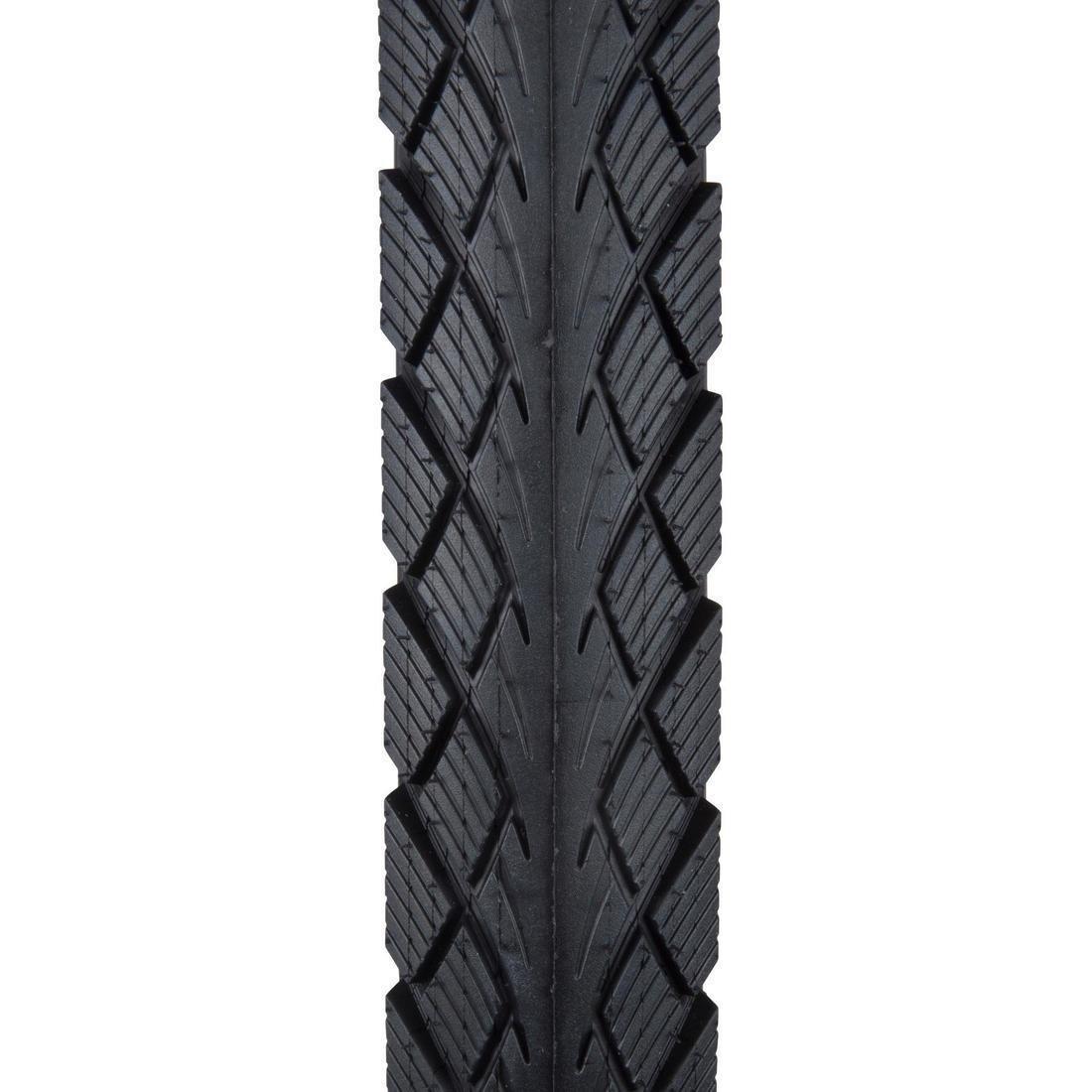 BTWIN - Trekking Grip Hybrid Bike Tyre, Black