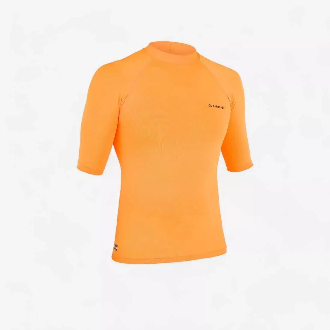 100Mens Short Sleeve Uv Protection Surfing Top T-Shirt, Fluo Blood Orange, , large image number 4