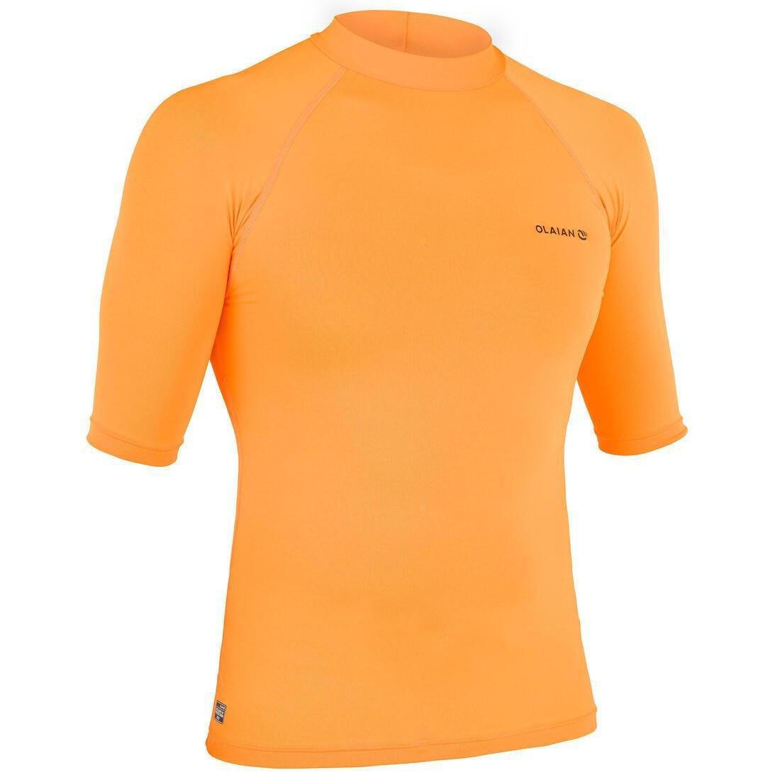 100Mens Short Sleeve Uv Protection Surfing Top T-Shirt, Fluo Blood Orange, , large image number 5