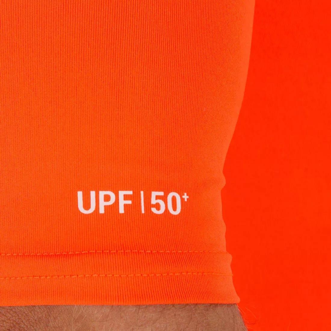 100Mens Short Sleeve Uv Protection Surfing Top T-Shirt, Fluo Blood Orange, , large image number 7