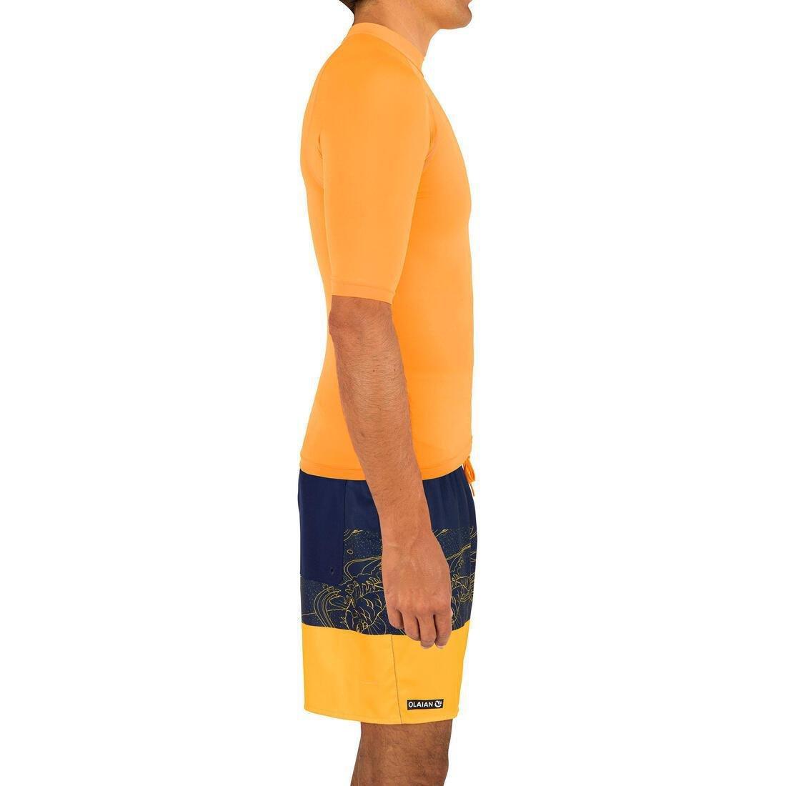 100Mens Short Sleeve Uv Protection Surfing Top T-Shirt, Fluo Blood Orange, , large image number 8