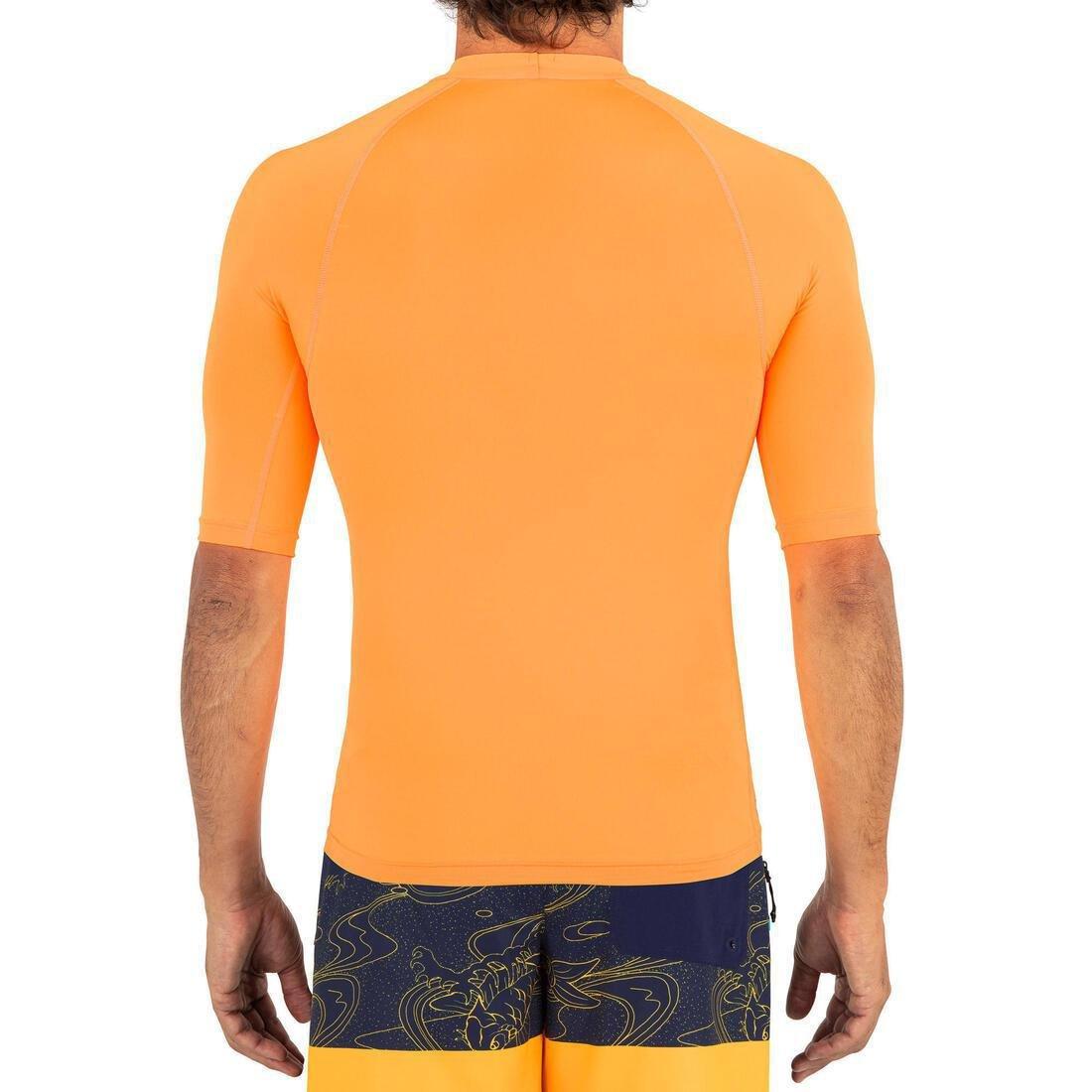 100Mens Short Sleeve Uv Protection Surfing Top T-Shirt, Fluo Blood Orange, , large image number 11