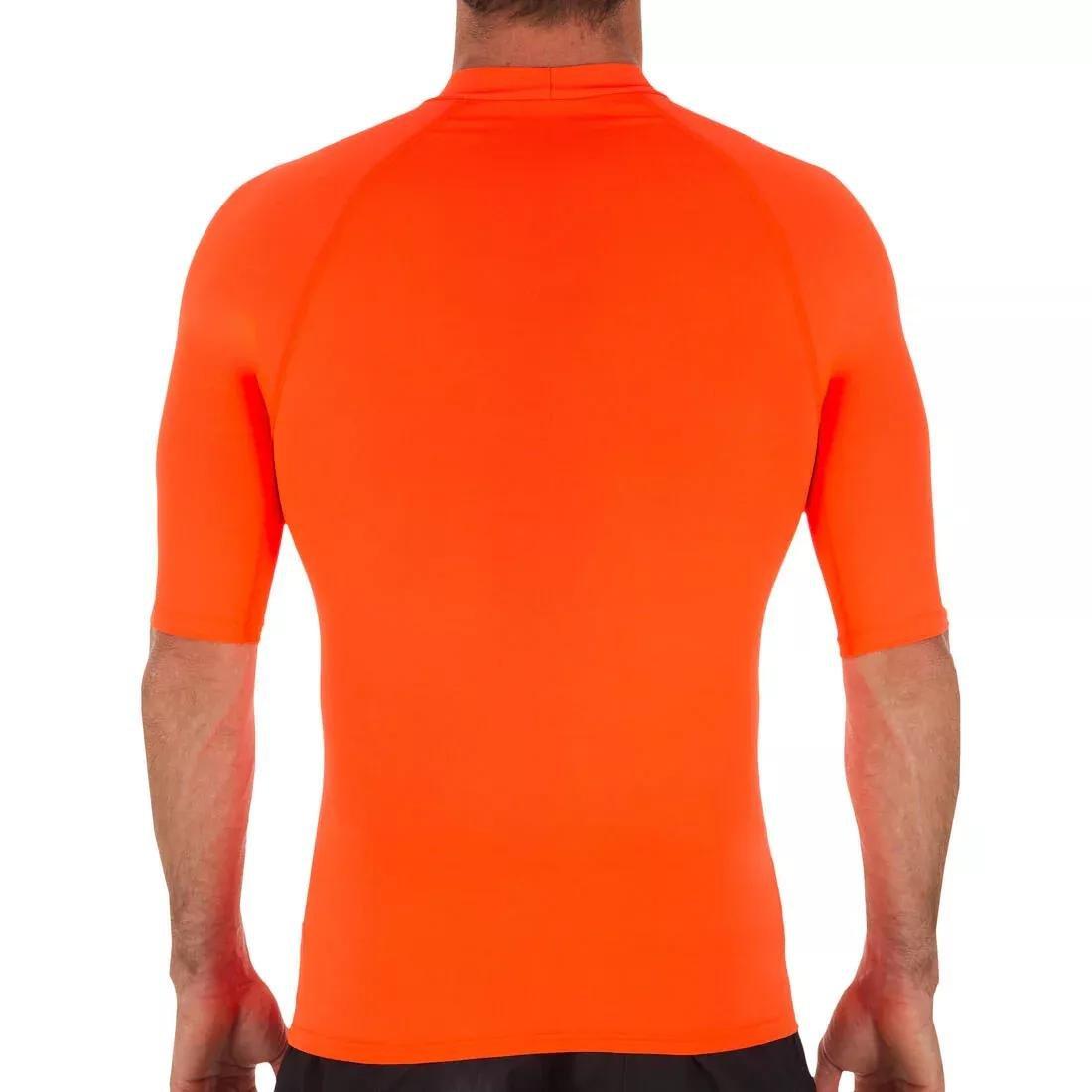 100Mens Short Sleeve Uv Protection Surfing Top T-Shirt, Fluo Blood Orange, , large image number 13