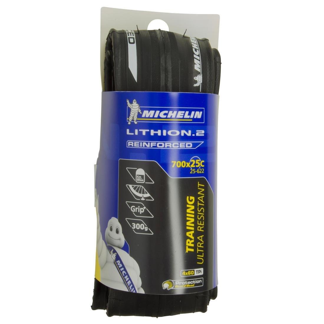 Lithion Reinforced Road Bike Tyre - 700X25C, Black, No Color, large image number 4