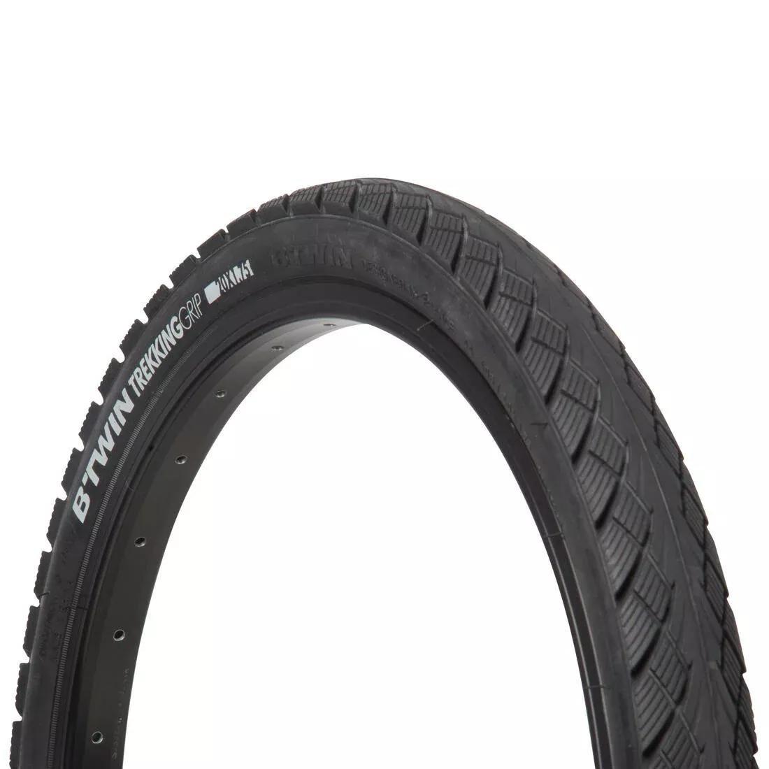 Trekking Grip Hybrid Bike Tyre, Black, No Color, large image number 1