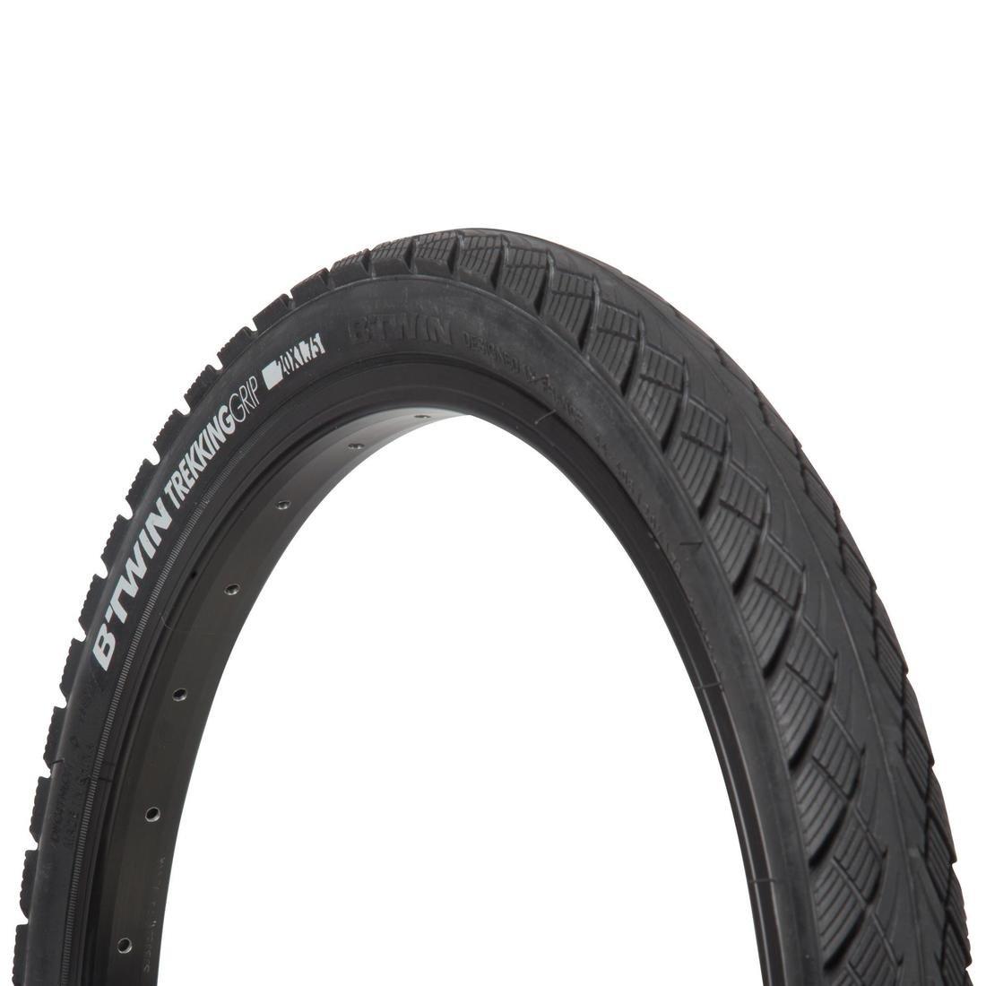 Trekking Grip Hybrid Bike Tyre, Black, No Color, large image number 3