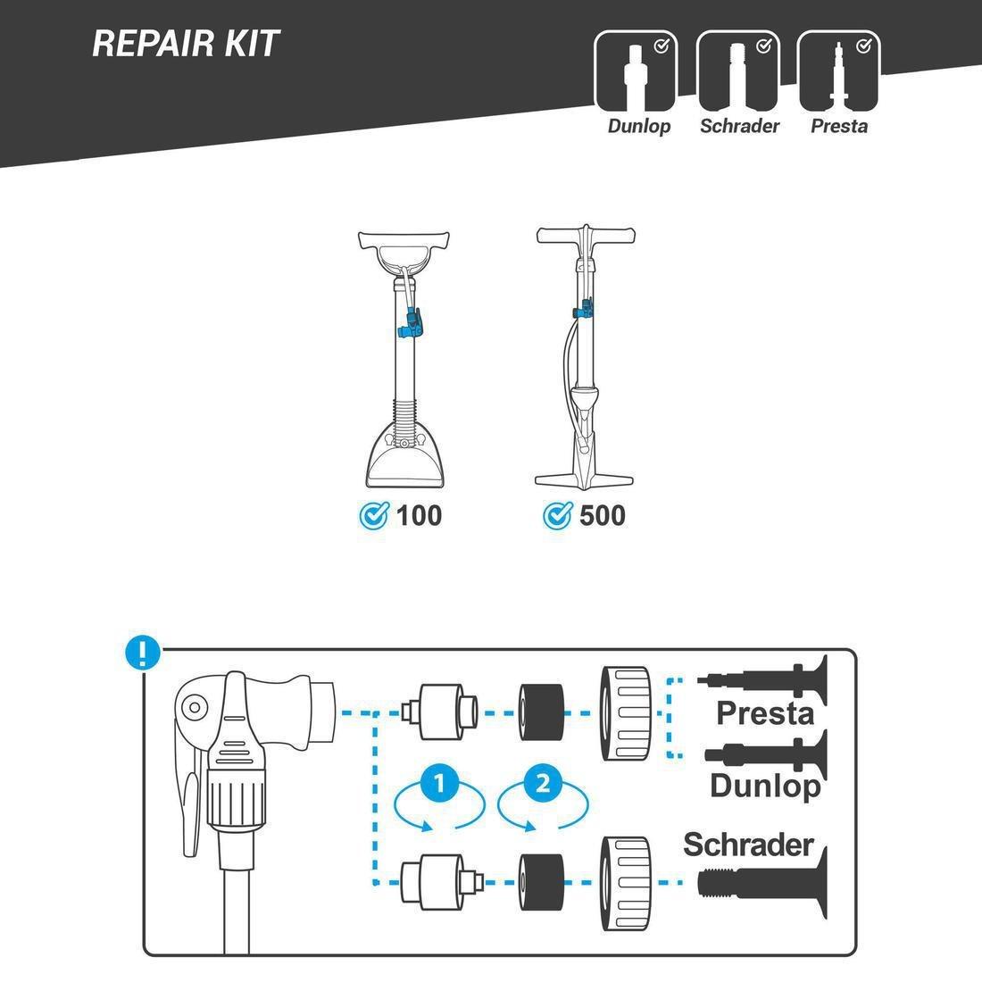 100 and 500 Bike Pump Head Repair Kit, No Color, large image number 3