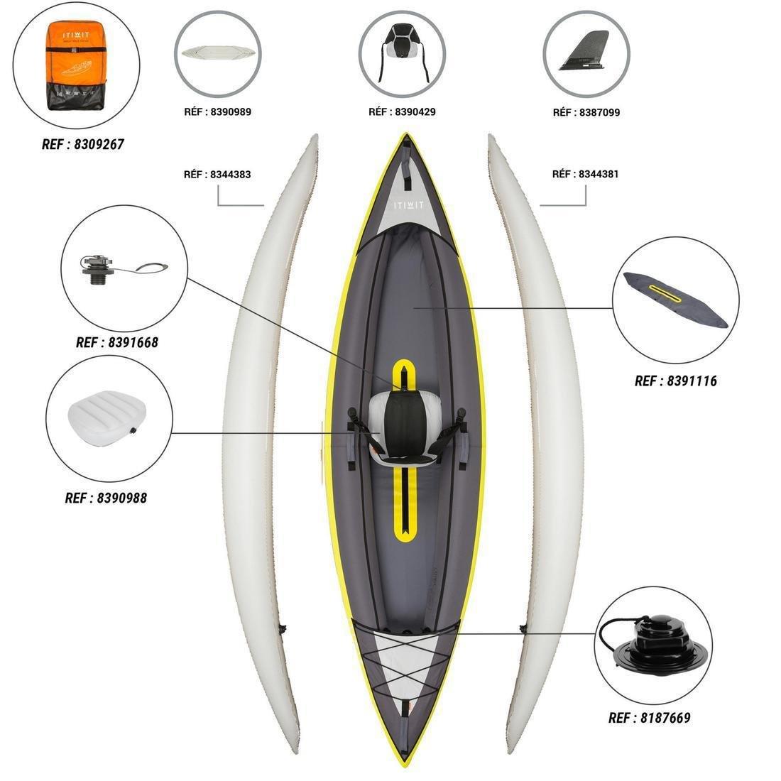 DEFAULT INFLATABLE TOURING KAYAK 1 PLACE YELLOW, No Color, large image number 5