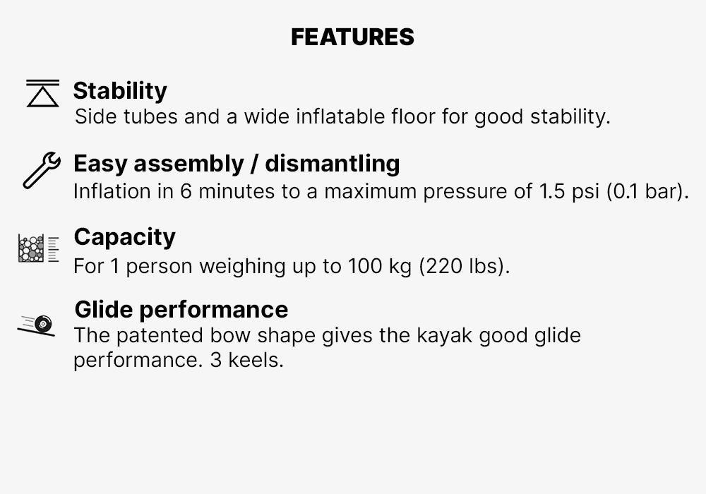 INFLATABLE TOURING KAYAK 1 PLACE YELLOW, No Color, medium