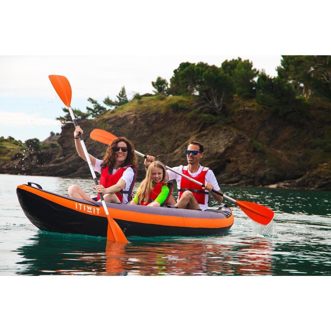 Inflatable Touring Kayak - 2/3 Places, Orange, No Color, large image number 1
