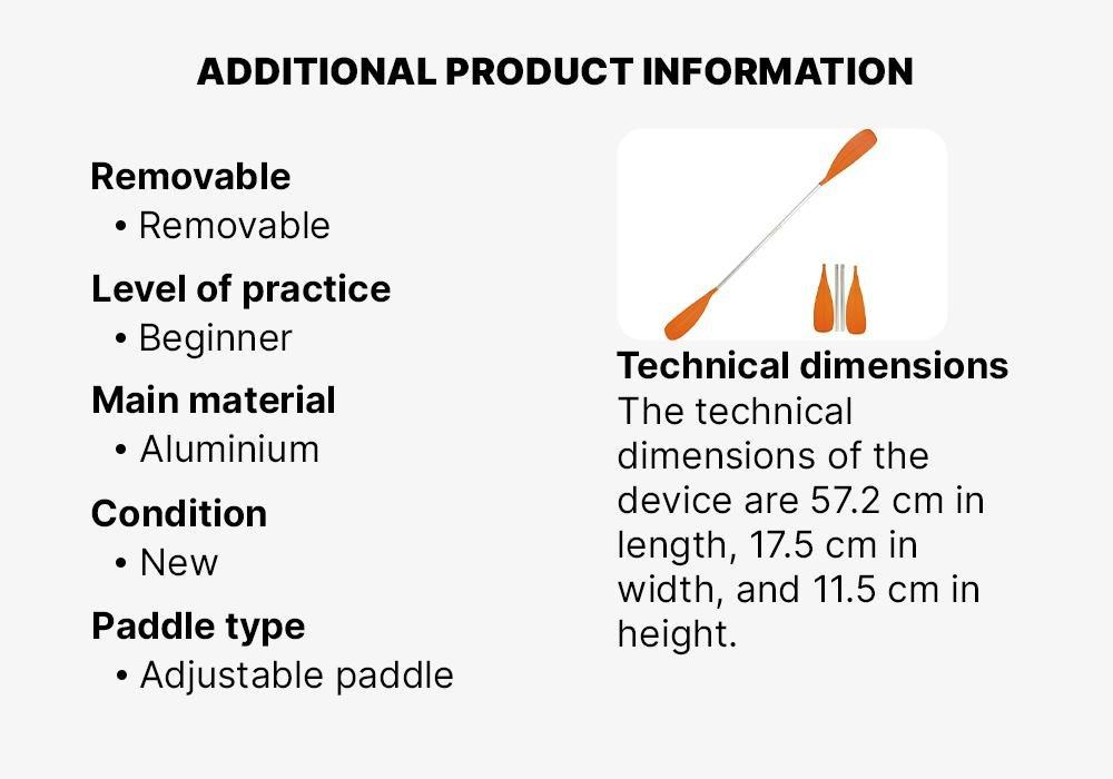 100 Four-Piece Split Kayak Paddle, Fluo Orange, No Color, large image number 8