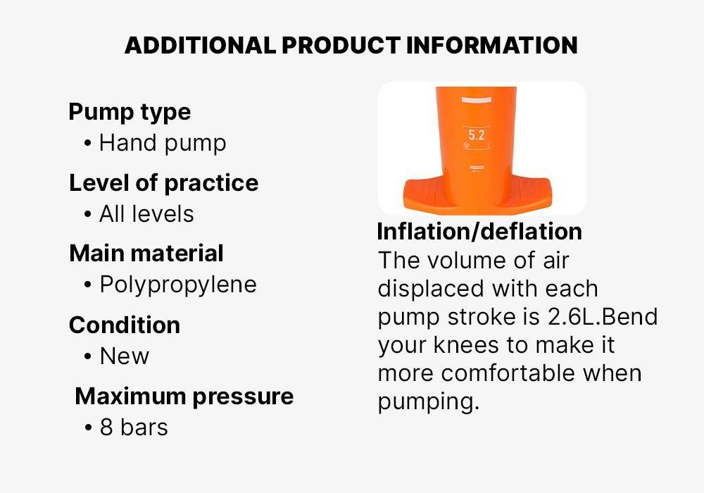 Double Action Kayak Hand Pump, Fluo Orange, No Color, medium