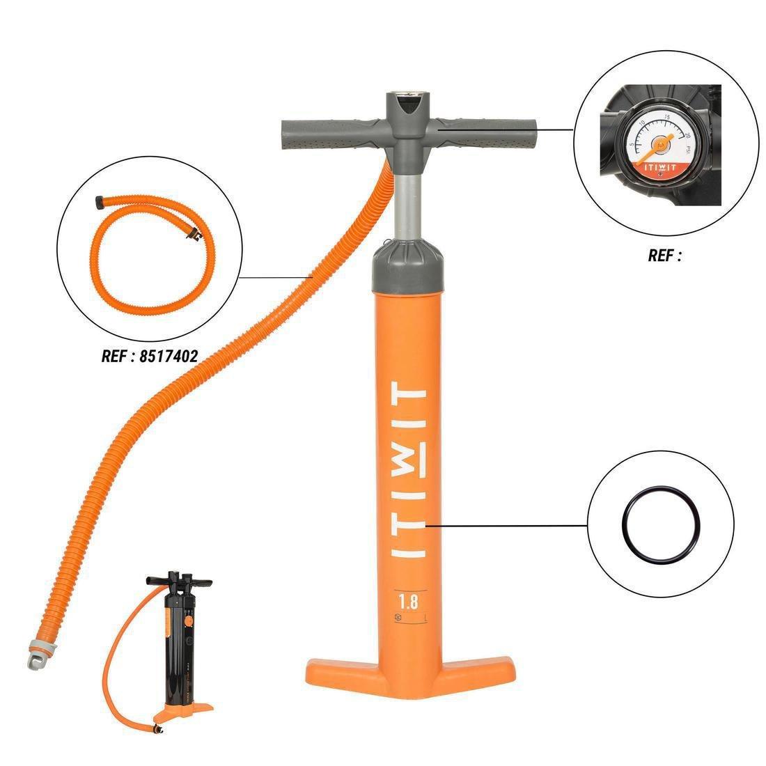 Stand-Up Paddle Double-Action High-Pressure Hand Pump, Orange, No Color, large image number 9