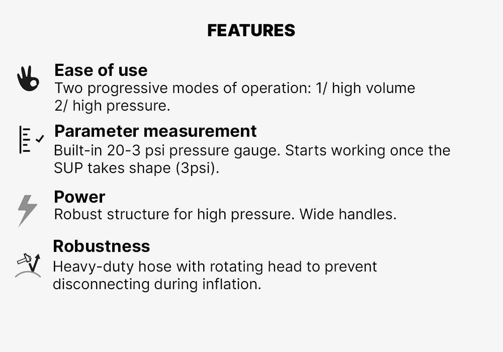 Stand-Up Paddle Double-Action High-Pressure Hand Pump, Orange, No Color, large image number 13