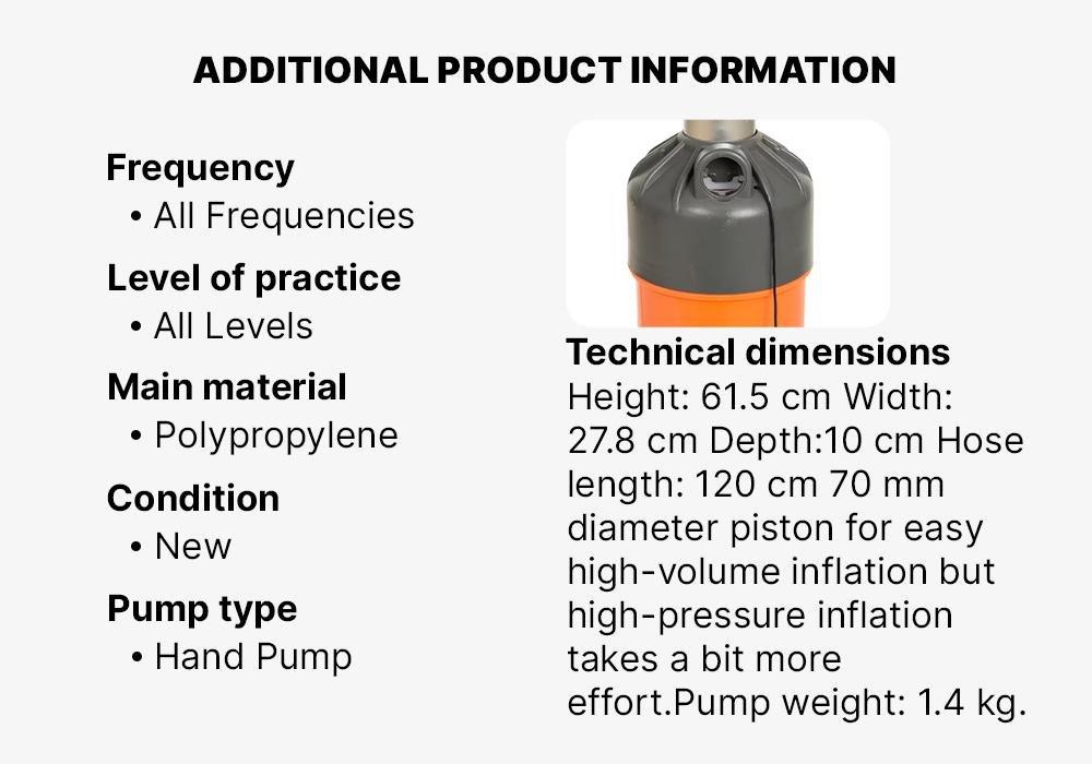 Stand-Up Paddle Double-Action High-Pressure Hand Pump, Orange, No Color, large image number 14