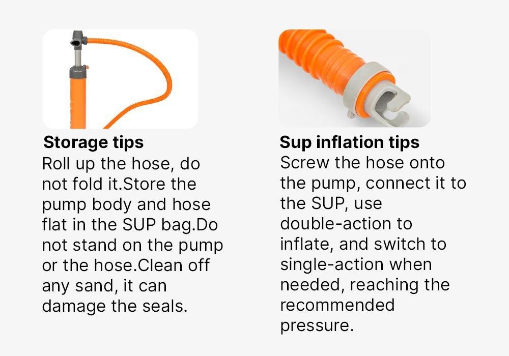 Stand-Up Paddle Double-Action High-Pressure Hand Pump, Orange, No Color, large image number 15