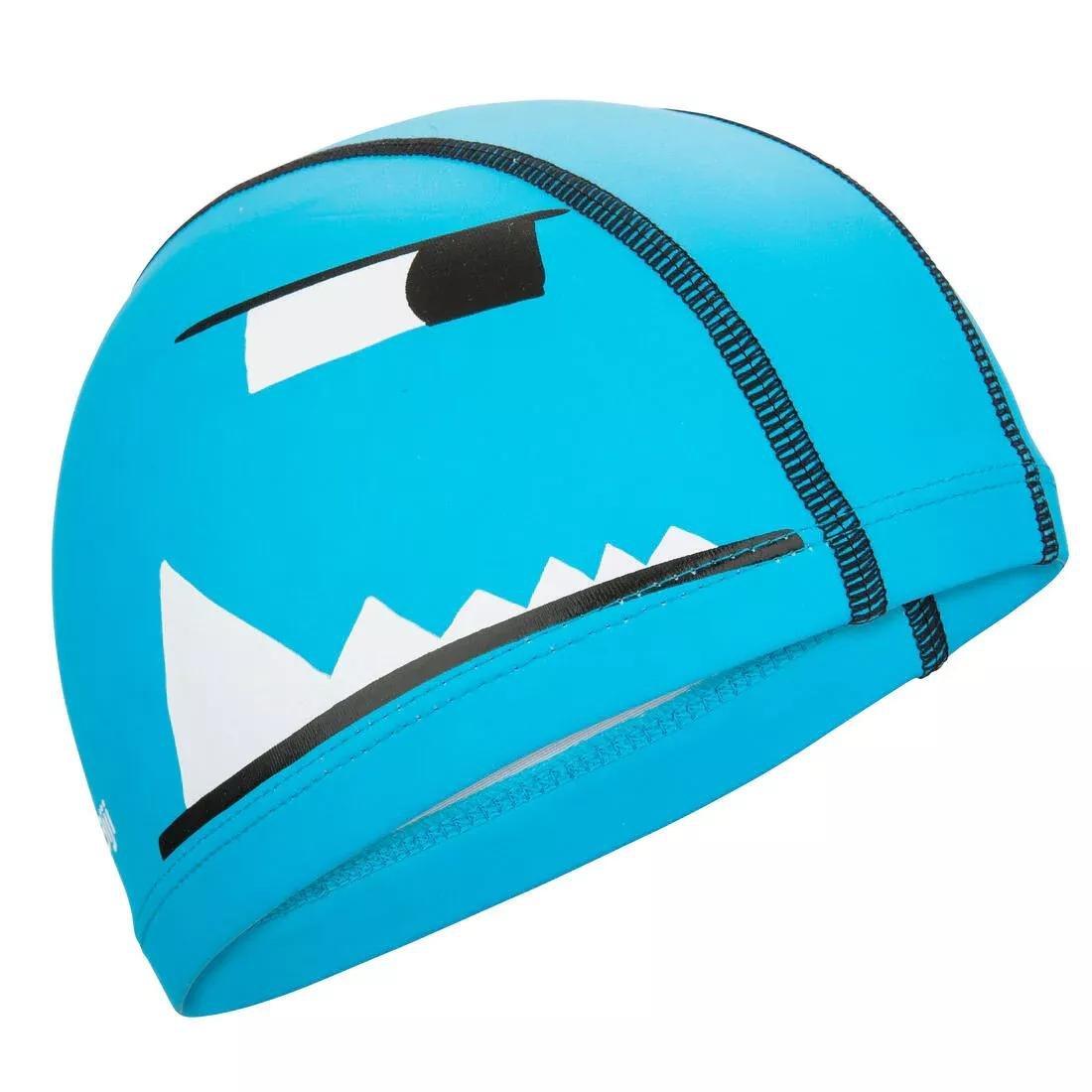 Kids Silicone Mesh Swim Cap Wozboy, Cyan, No Color, large image number 0