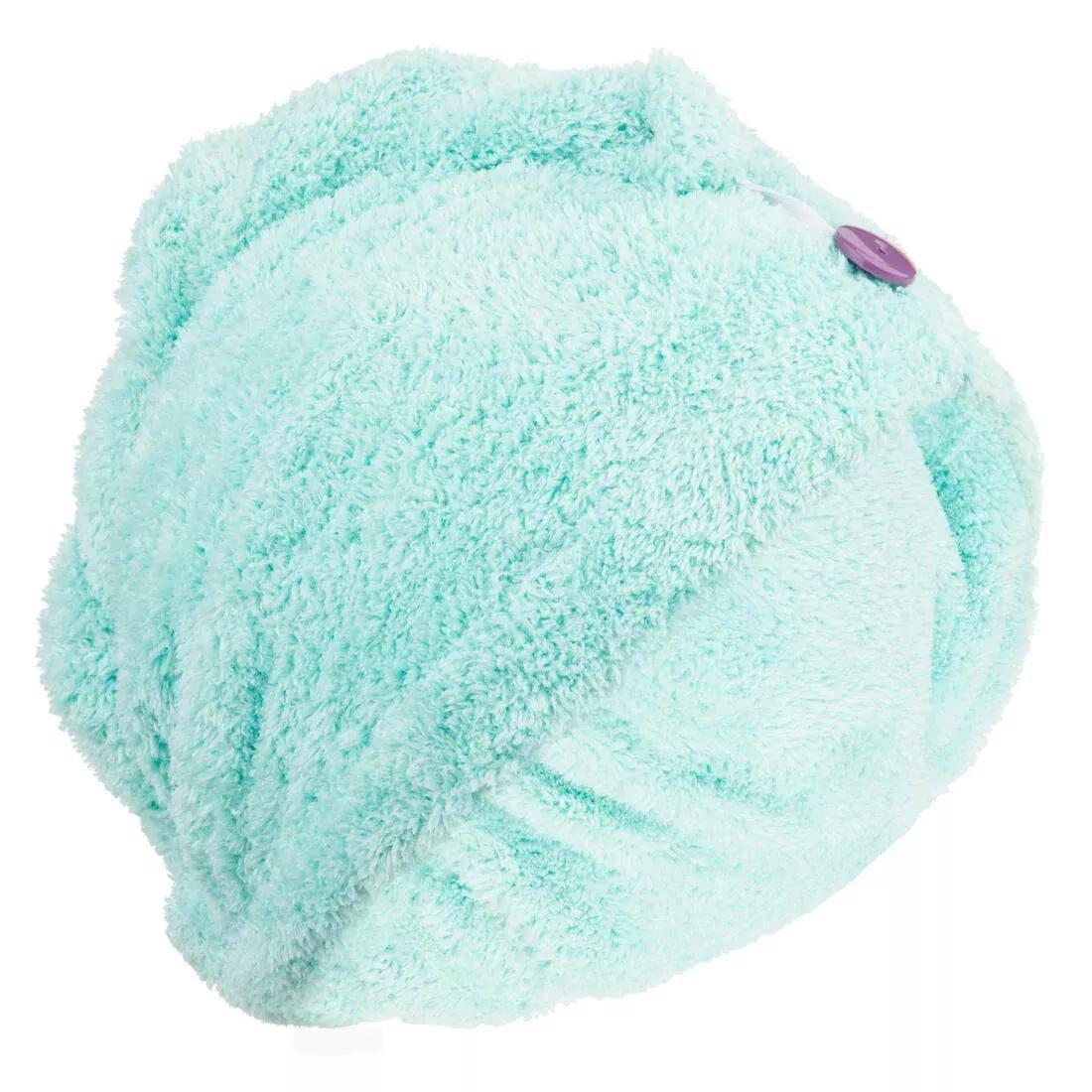 Soft microfibre hair towel, Aqua, No Color, large image number 1