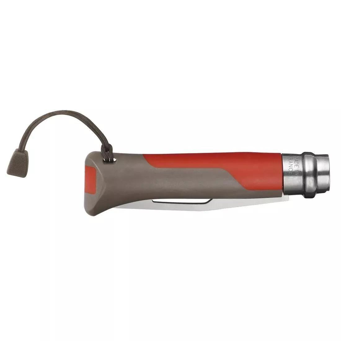 Opinel N8 Outdoor Hiking Knife with Whistle, Red, No Color, medium