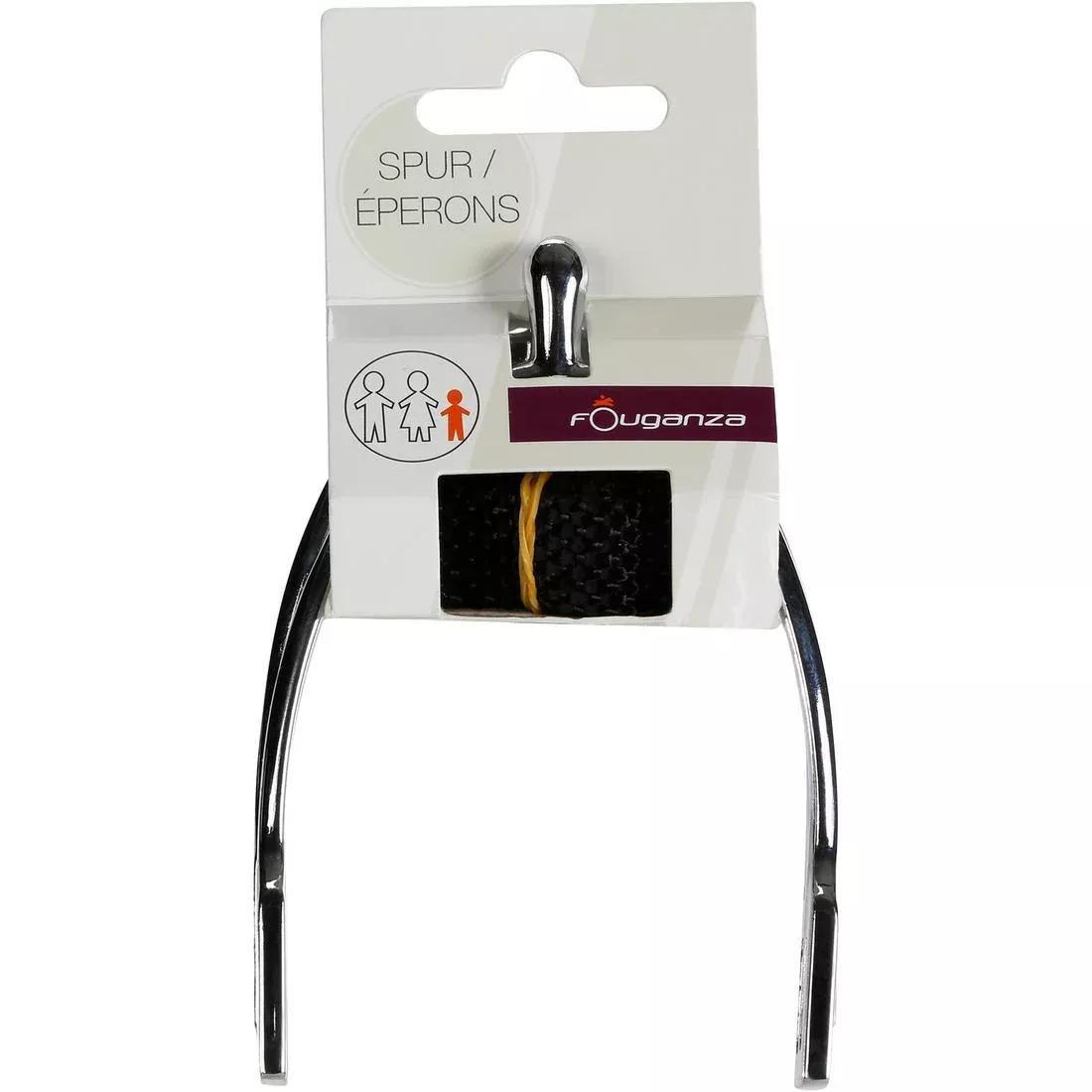 Kids' Round Tip Horse Riding Spurs + Straps 15 Mm, White, No Color, large image number 1