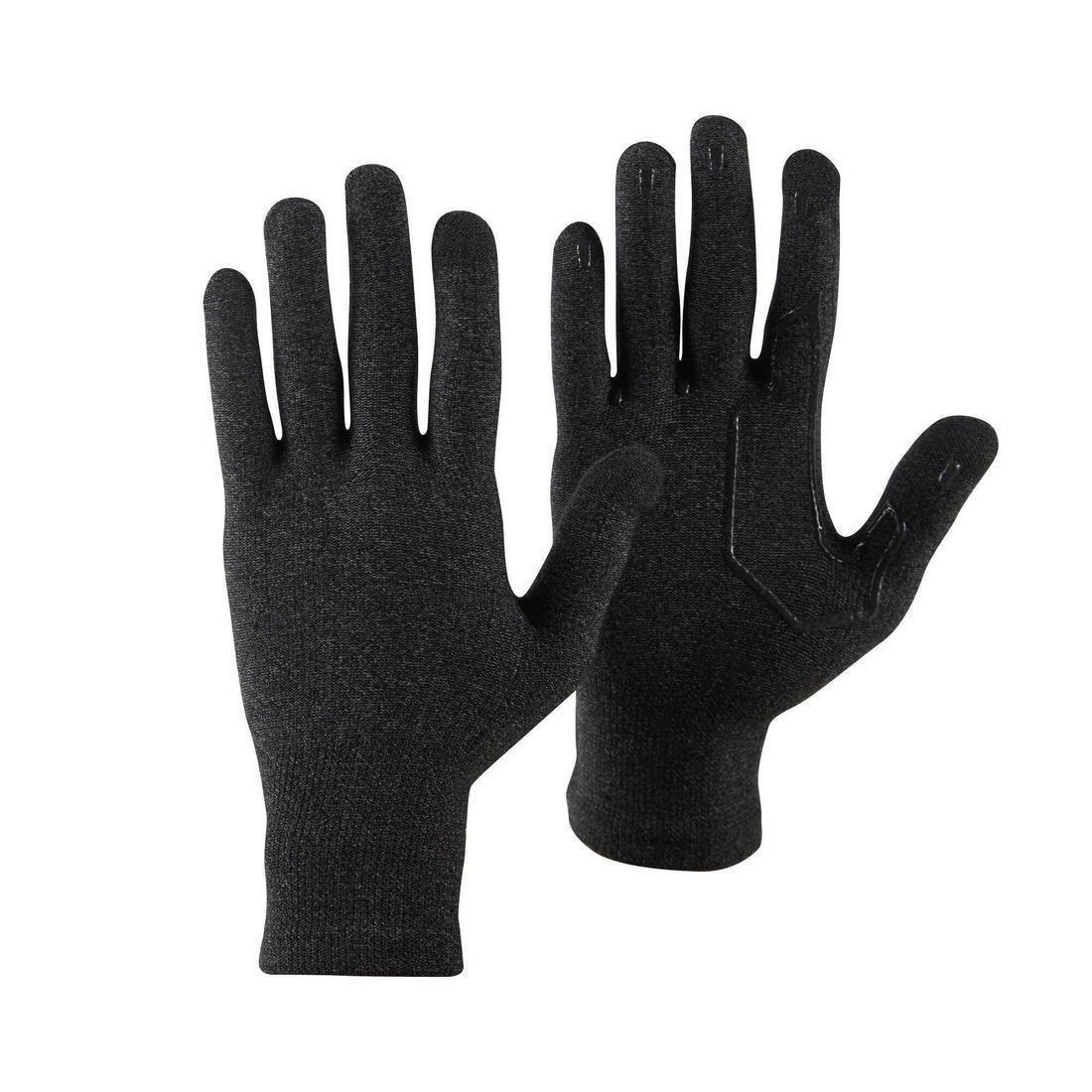 Unisex Mountain Trekking Touchscreen-Compatible Liner Gloves Trek 500, Black, , large image number 1
