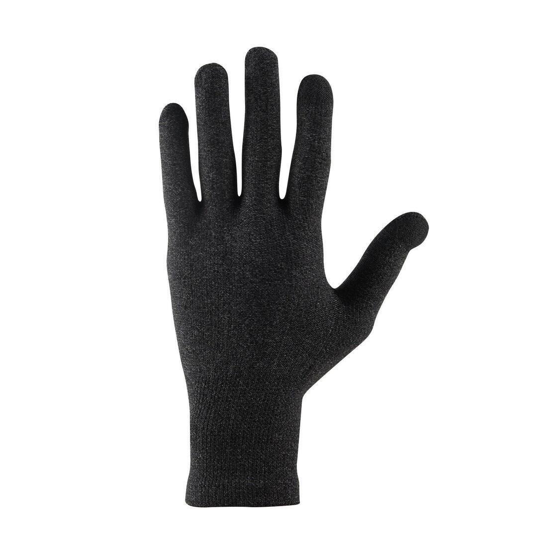 FORCLAZ - Unisex Mountain Trekking Touchscreen-Compatible Liner Gloves Trek 500, Black