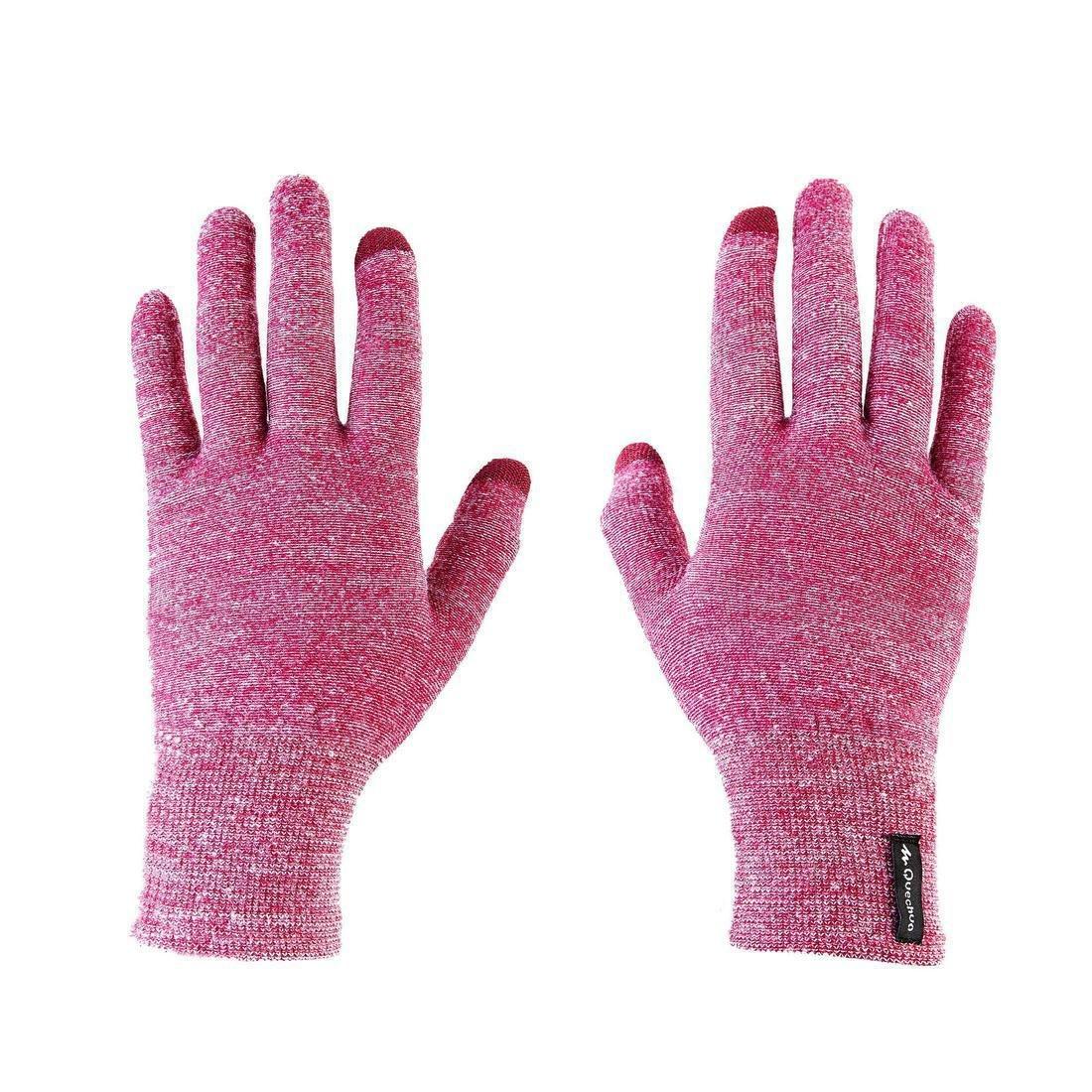 Unisex Mountain Trekking Touchscreen-Compatible Liner Gloves Trek 500, Black, , large image number 11