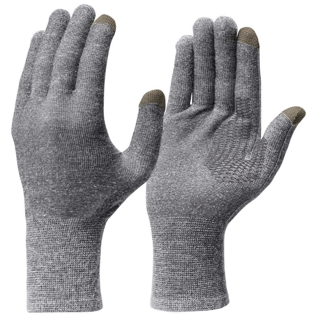Unisex Mountain Trekking Touchscreen-Compatible Liner Gloves Trek 500, Black, , large image number 12