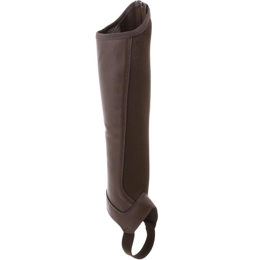Short 100 Mesh Adult Horse Riding Half-Chaps, Ebony, No Color, large image number 8