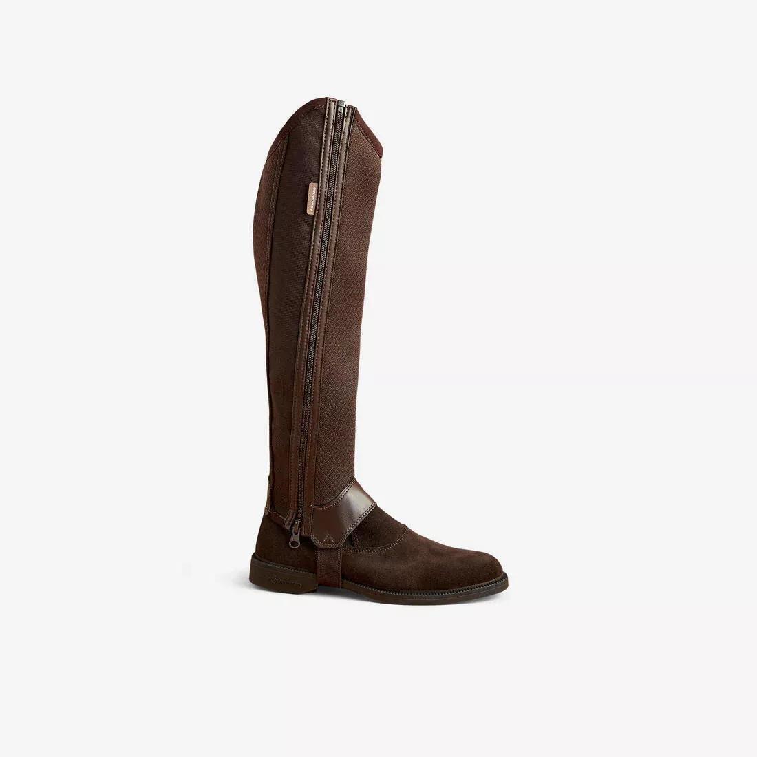 Short 100 Mesh Adult Horse Riding Half-Chaps, Ebony, No Color, large image number 11