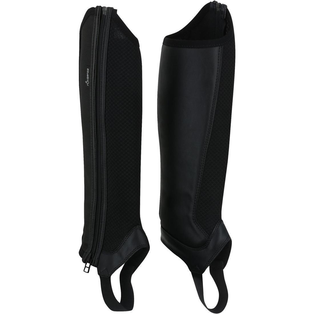 Short 100 Mesh Adult Horse Riding Half-Chaps, Black, , large image number 1