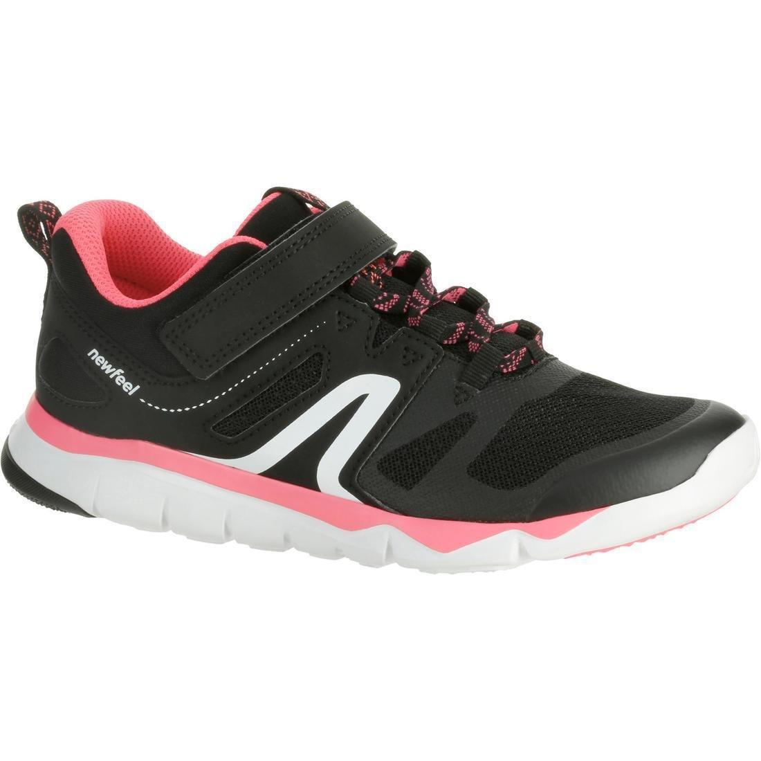 DOMYOS - Kids Girls Lightweight And Breathable Rip-Tab Trainers - Pw 540, Black