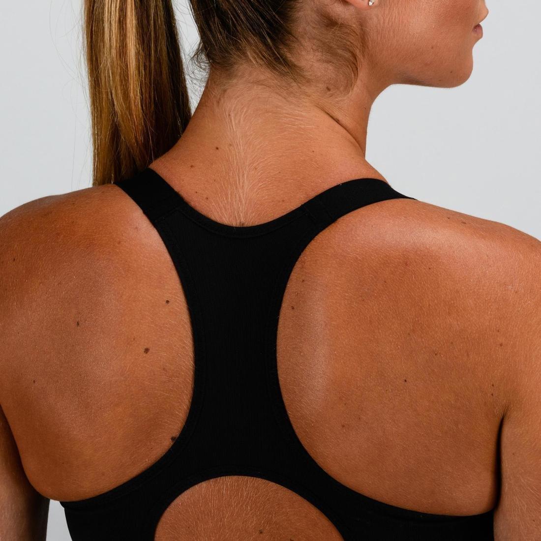BLACK 500 Women's Fitness Cardio Training Sports Bra - Black, No Color, large image number 12