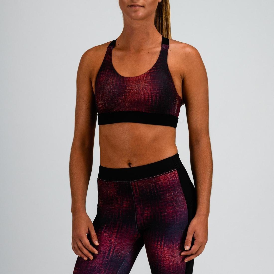 BLACK 500 Women's Fitness Cardio Training Sports Bra - Black, No Color, large image number 14