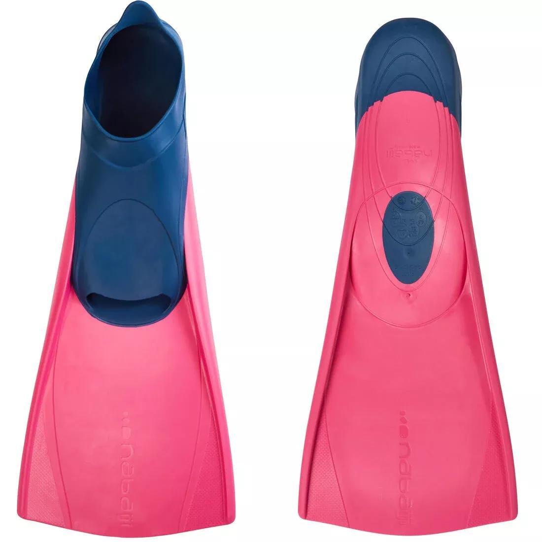 Long Swim Fins, Fluo Coral Pink, No Color, medium