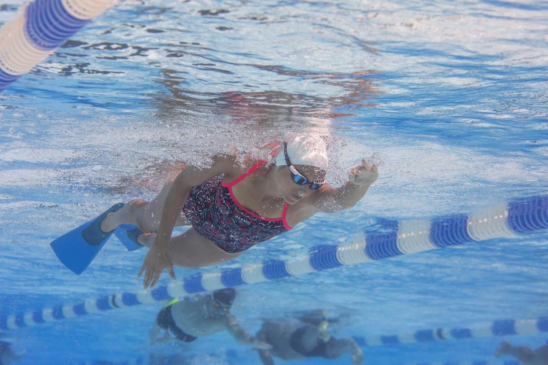 Long Swim Fins, Fluo Coral Pink, No Color, medium