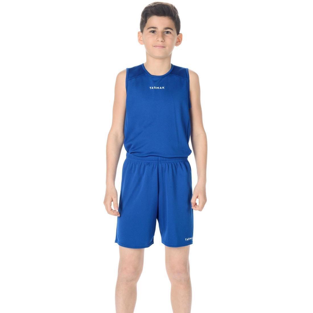 Kids Unisex Sh100 Beginner Basketball Shorts, Blue, No Color, large image number 2