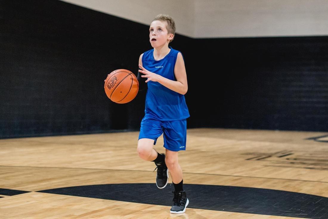 Kids Unisex Sh100 Beginner Basketball Shorts, Blue, No Color, large image number 13