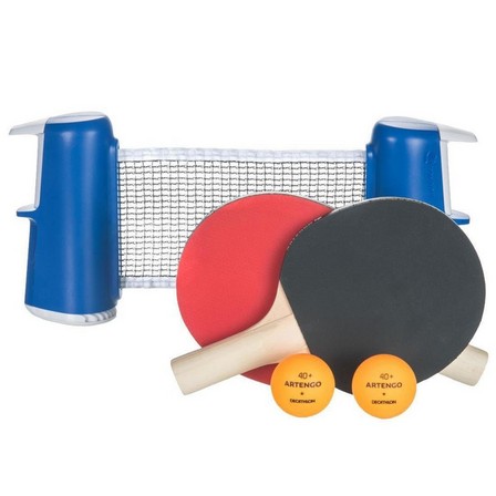 PONGORI - Small Indoor Table Tennis Set with a Rollnet + 2 Table Tennis Bats + 2 Balls