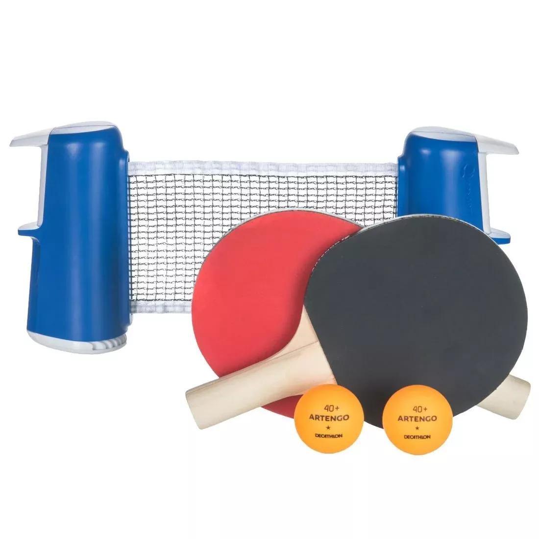 PONGORI - Small Indoor Table Tennis Set with a Rollnet + 2 Table Tennis Bats + 2 Balls