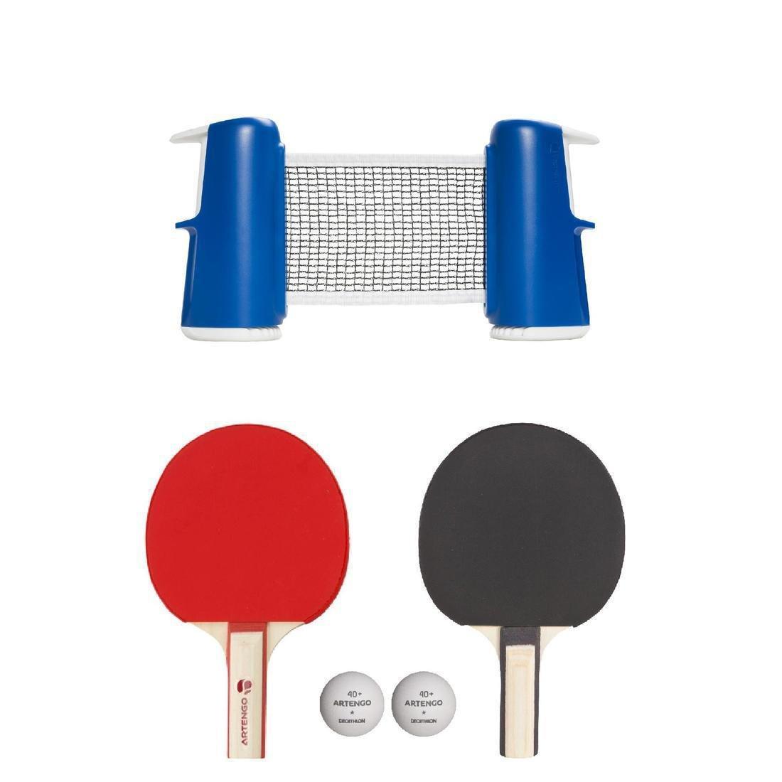 PONGORI - Small Indoor Table Tennis Set with a Rollnet + 2 Table Tennis Bats + 2 Balls