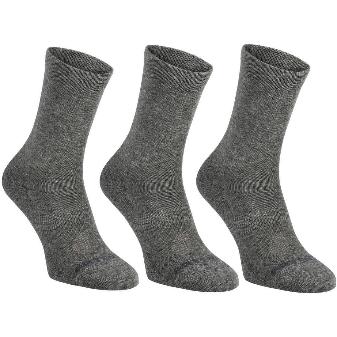 ARTENGO High Sports Socks RS 160 Tri-Pack, Grey