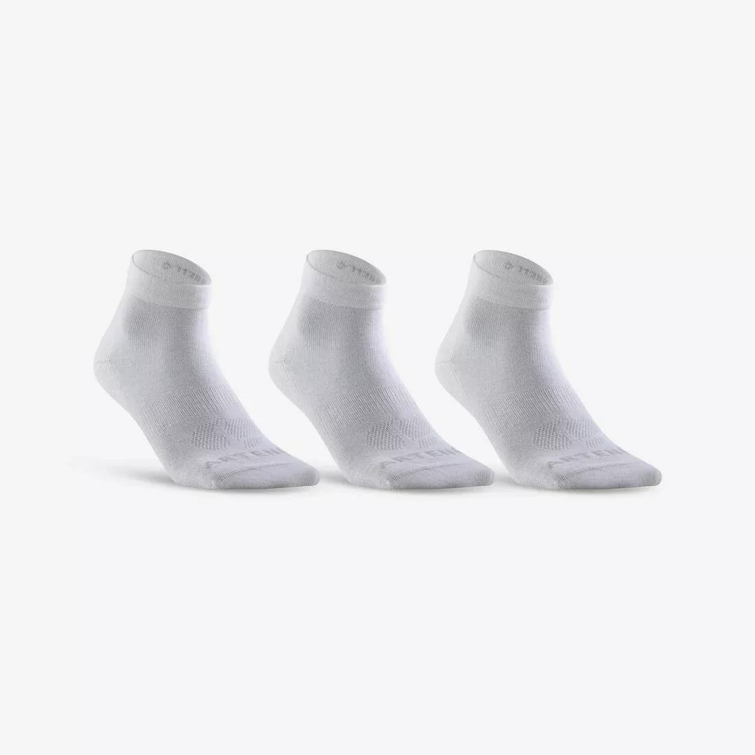 ARTENGO - RS 160 Adult Mid-High Sports Socks Tri-Pack-White