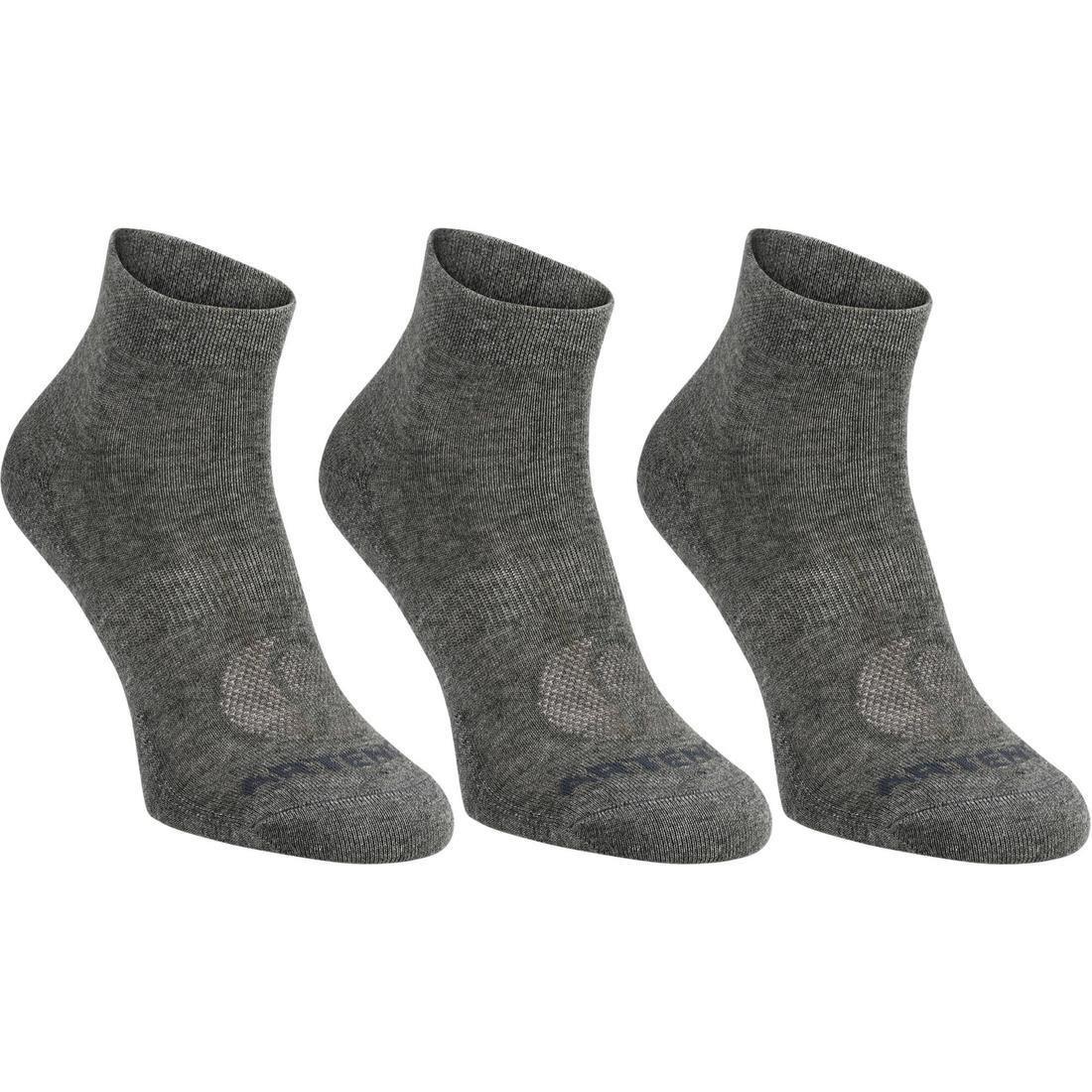 ARTENGO - RS 160 Adult Mid-High Sports Socks Tri-Pack-White