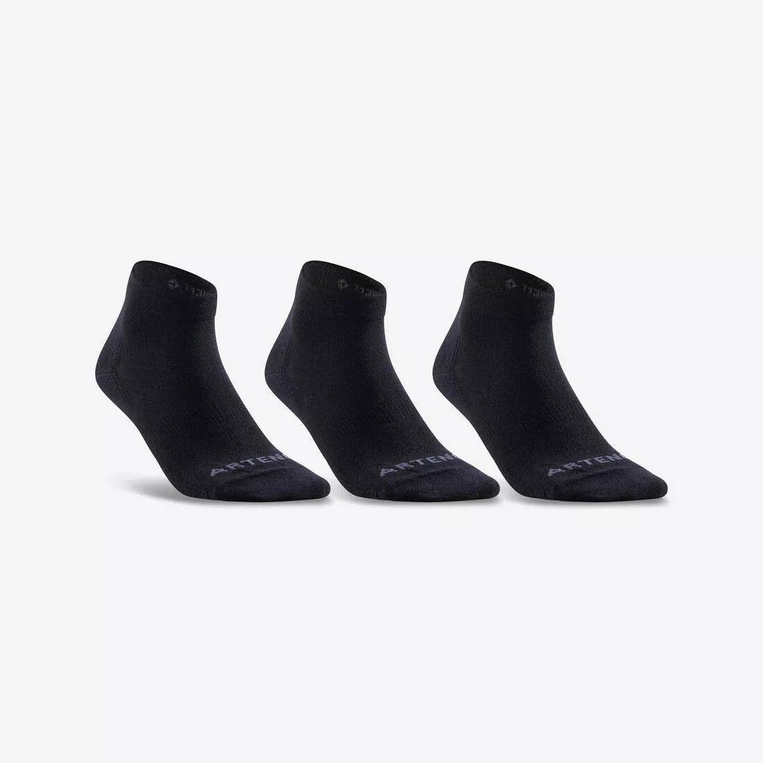 ARTENGO - RS 160 Adult Mid-High Sports Socks Tri-Pack, Black