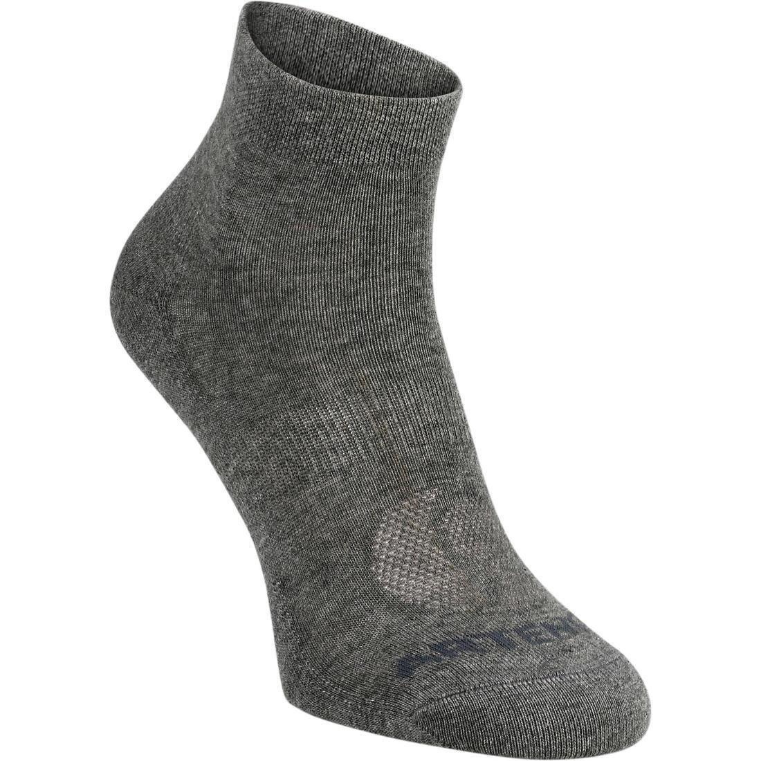 ARTENGO - RS 160 Adult Mid-High Sports Socks Tri-Pack, Dark Grey