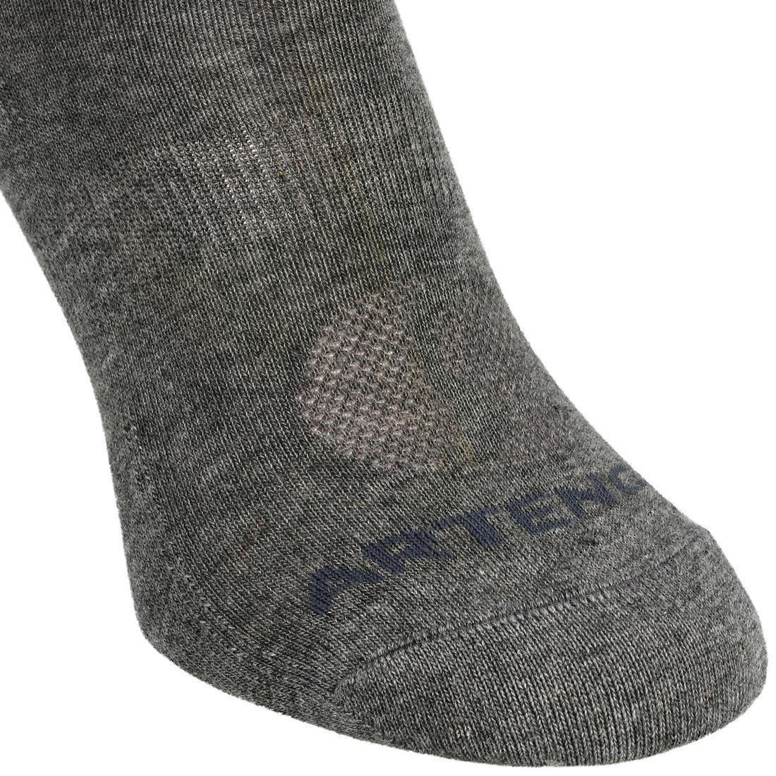 ARTENGO - RS 160 Adult Mid-High Sports Socks Tri-Pack, Dark Grey